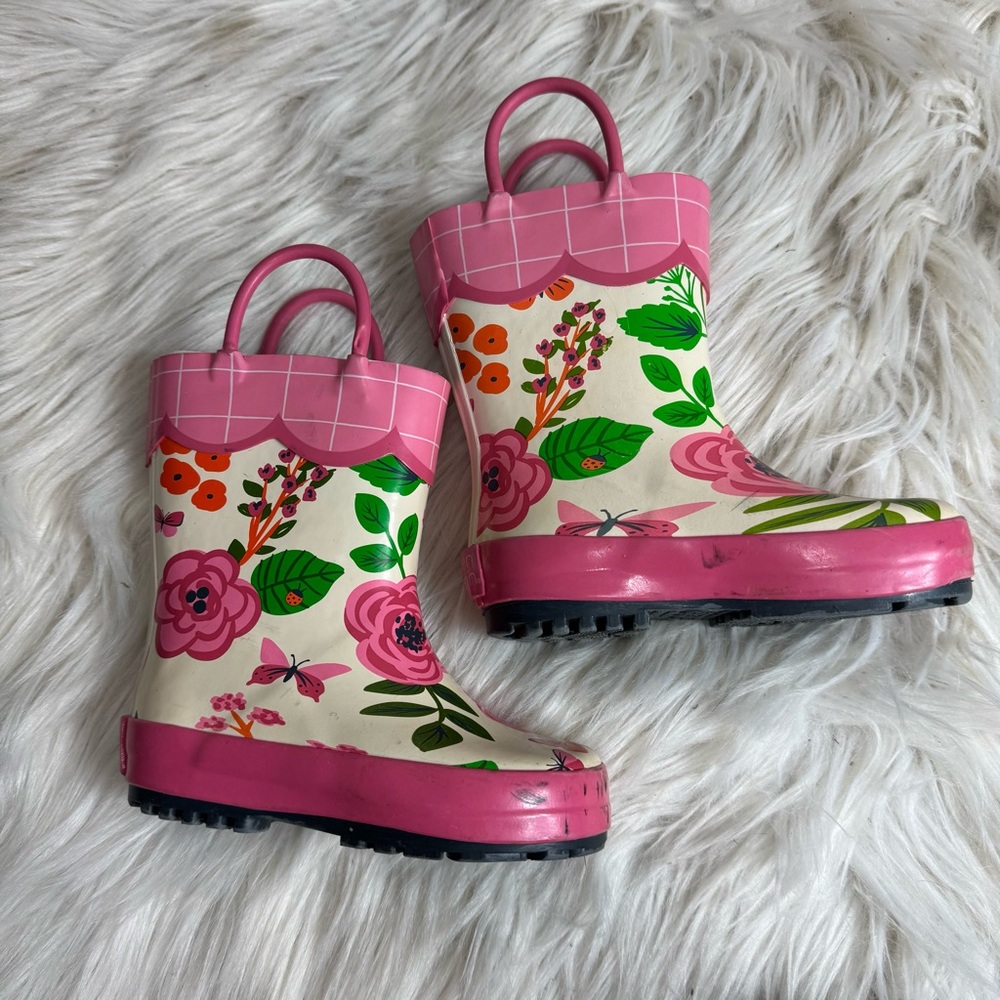 Stephen Joseph Vibrant Pink Floral Butterfly‎ Rain Boots